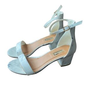 Ardene White Marbled Block Heel Sandals Size 6